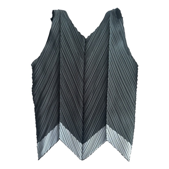 Issey Miyake Fete Ruched Striped Frill Blouse